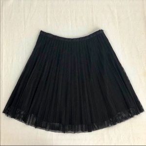 Calvin Klein Black Pleated Mesh A-Line Skirt NWT